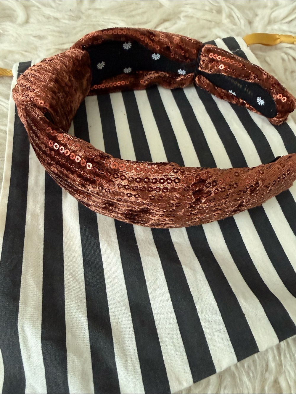 Lele Sadoughi Sequin Knotted Velvet Headband Chocolate